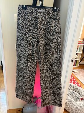 Madden Girl Leopard Print Wide-Leg Pants - Gray/Black/ Brown
